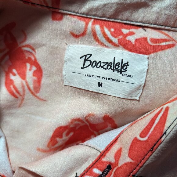 Boozelele Shirt Men's Medium Lobster Print Short Sleeve Button Down - Picture 4 of 5